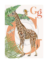 Load image into Gallery viewer, Animal Alphabet limited edition signed print - G is for Giraffe, original design beautifully hand painted with watercolors by artist Lisa Read - Original Music and Movie Posters for sale from Bamalama - Online Poster Store UK London
