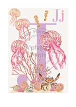 Load image into Gallery viewer, Animal Alphabet limited edition signed print - J is for Jelly Fish, original design beautifully hand painted with watercolors by artist Lisa Read - Original Music and Movie Posters for sale from Bamalama - Online Poster Store UK London
