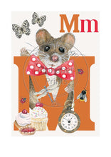 Load image into Gallery viewer, Childrens bedroom & nursery animal poster print - M is for Mouse, original design beautifully hand painted with watercolors and signed by artist Lisa Read - Original Music and Movie Posters for sale from Bamalama - Online Poster Store UK London
