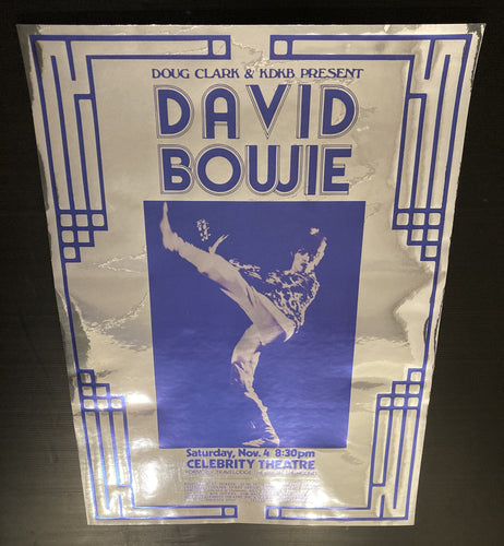 David Bowie concert poster - Ziggy live Celebrity Theatre USA 1972 chrome mirror effect - Original Music and Movie Posters for sale from Bamalama - Online Poster Store UK London