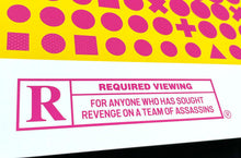 Load image into Gallery viewer, Kill Bill silk screen print poster - 3 Color Yellow & Rhodamine Red signed and numbered by designer Ink Candy Limited Edition of only 50 - Original Music and Movie Posters for sale from Bamalama - Online Poster Store UK London