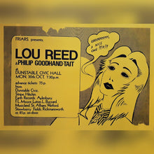 Load image into Gallery viewer, Lou Reed concert poster - Live at Dunstable Civic Hall 1972 reprinted edition promo - Original Music and Movie Posters for sale from Bamalama - Online Poster Store UK London