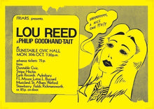 Load image into Gallery viewer, Lou Reed concert poster - Live at Dunstable Civic Hall 1972 reprinted edition promo - Original Music and Movie Posters for sale from Bamalama - Online Poster Store UK London
