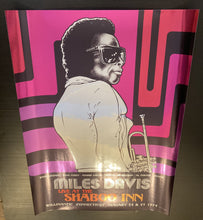 Load image into Gallery viewer, Miles Davis original poster print - Shaboo Inn 1974 chrome design by Dan Reaney - Original Music and Movie Posters for sale from Bamalama - Online Poster Store UK London