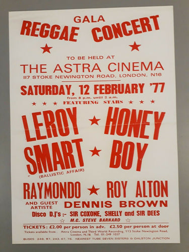 Reggae & Ska poster - Leroy Smart & Dennis Brown 1977 concert A3 reprint - Original Music and Movie Posters for sale from Bamalama - Online Poster Store UK London
