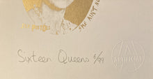 Load image into Gallery viewer, Sex Pistols original poster - 16 Queens Gold Screen print by Artificial stamp/numbered designed by Jamie Reid - Original Music and Movie Posters for sale from Bamalama - Online Poster Store UK London