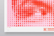 Load image into Gallery viewer, The Shining original Screen print poster - Signed Fluro Red & Pink limited edition of 50 - Original Music and Movie Posters for sale from Bamalama - Online Poster Store UK London