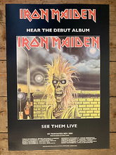 Load image into Gallery viewer, Iron Maiden concert poster - Debut Album promoting Autumn tour 1980 A2 large size reprint - Original Music and Movie Posters for sale from Bamalama - Online Poster Store UK London