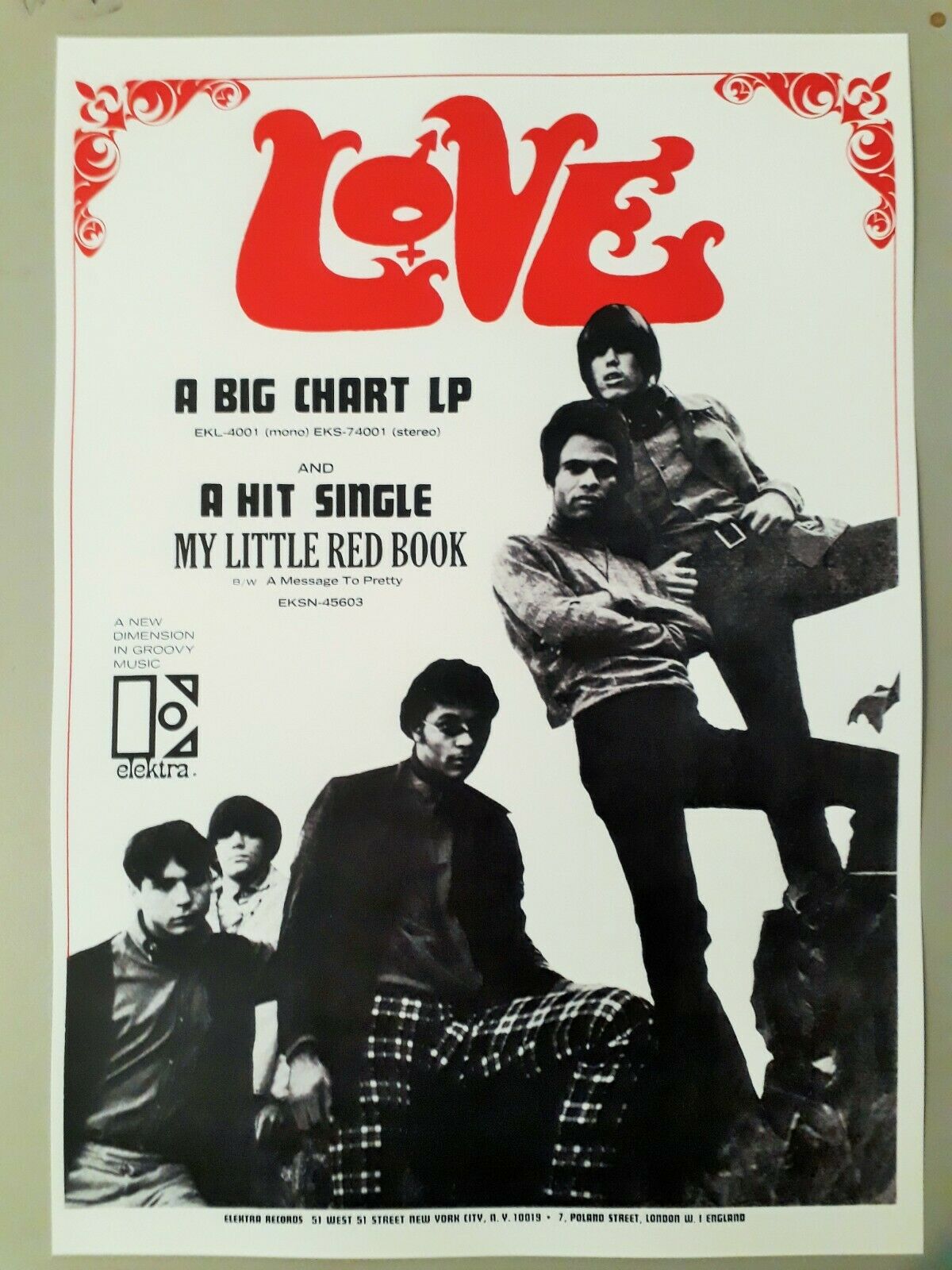 Love promo poster - My Little Red Book Elektra records 1966 new 