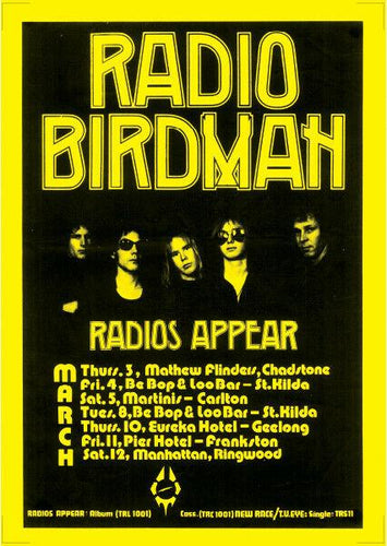 Radio Birdman poster - Live on tour Australia March 1977 new reprinted edition - Original Music and Movie Posters for sale from Bamalama - Online Poster Store UK London