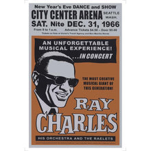 Load image into Gallery viewer, Ray Charles concert promo poster - Live New Years Eve Seattle USA 1966 - Original Music and Movie Posters for sale from Bamalama - Online Poster Store UK London