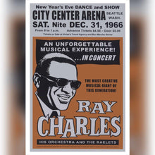 Load image into Gallery viewer, Ray Charles concert promo poster - Live New Years Eve Seattle USA 1966 - Original Music and Movie Posters for sale from Bamalama - Online Poster Store UK London
