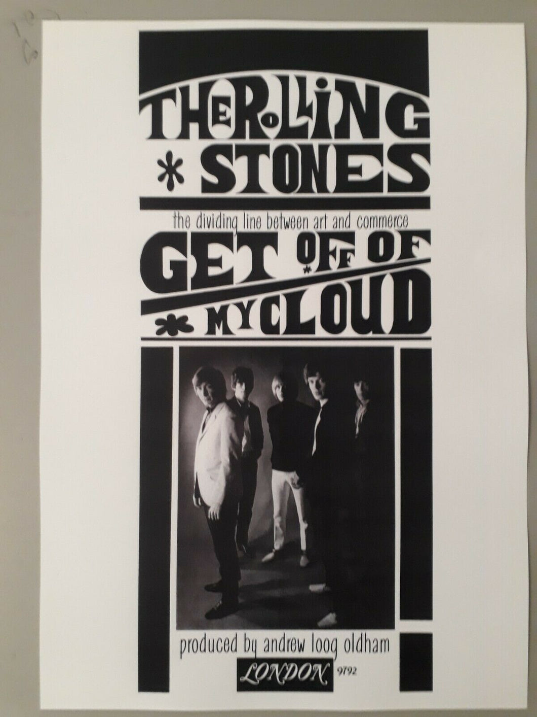 Rolling Stones promotional poster - Get Off of My Cloud 1965 new reprint A3 size - Original Music and Movie Posters for sale from Bamalama - Online Poster Store UK London