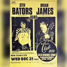 Load image into Gallery viewer, Stiv Bators & Brian James poster - Concert promo live at Bookies Club Detroit 1980 new reprinted edition - Original Music and Movie Posters for sale from Bamalama - Online Poster Store UK London