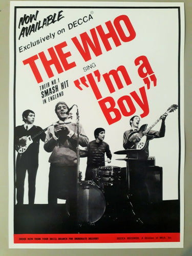 The Who promotional poster - I`m a Boy USA Decca 1966 new reprinted edition A3 - Original Music and Movie Posters for sale from Bamalama - Online Poster Store UK London