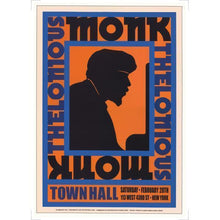 Load image into Gallery viewer, Thelonious Monk poster - Live at the town hall, New York City 1959 - Original Music and Movie Posters for sale from Bamalama - Online Poster Store UK London