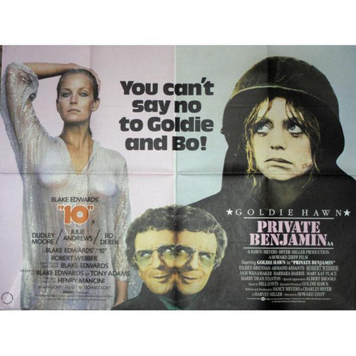 10 double bill original movie poster Bo Derek & Goldie Hawn - Private Benjamin - 79-80 - Original Music and Movie Posters for sale from Bamalama - Online Poster Store UK London