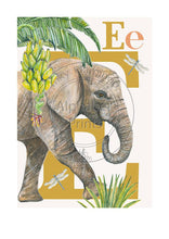 Load image into Gallery viewer, Animal Alphabet limited edition signed print - E is for Elephant, original design beautifully hand painted with watercolors by artist Lisa Read - Original Music and Movie Posters for sale from Bamalama - Online Poster Store UK London
