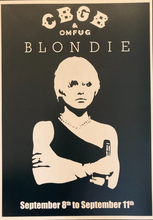 Load image into Gallery viewer, Blondie concert poster - Live at CBGB`s New York City 1977 new reprinted edition - Original Music and Movie Posters for sale from Bamalama - Online Poster Store UK London
