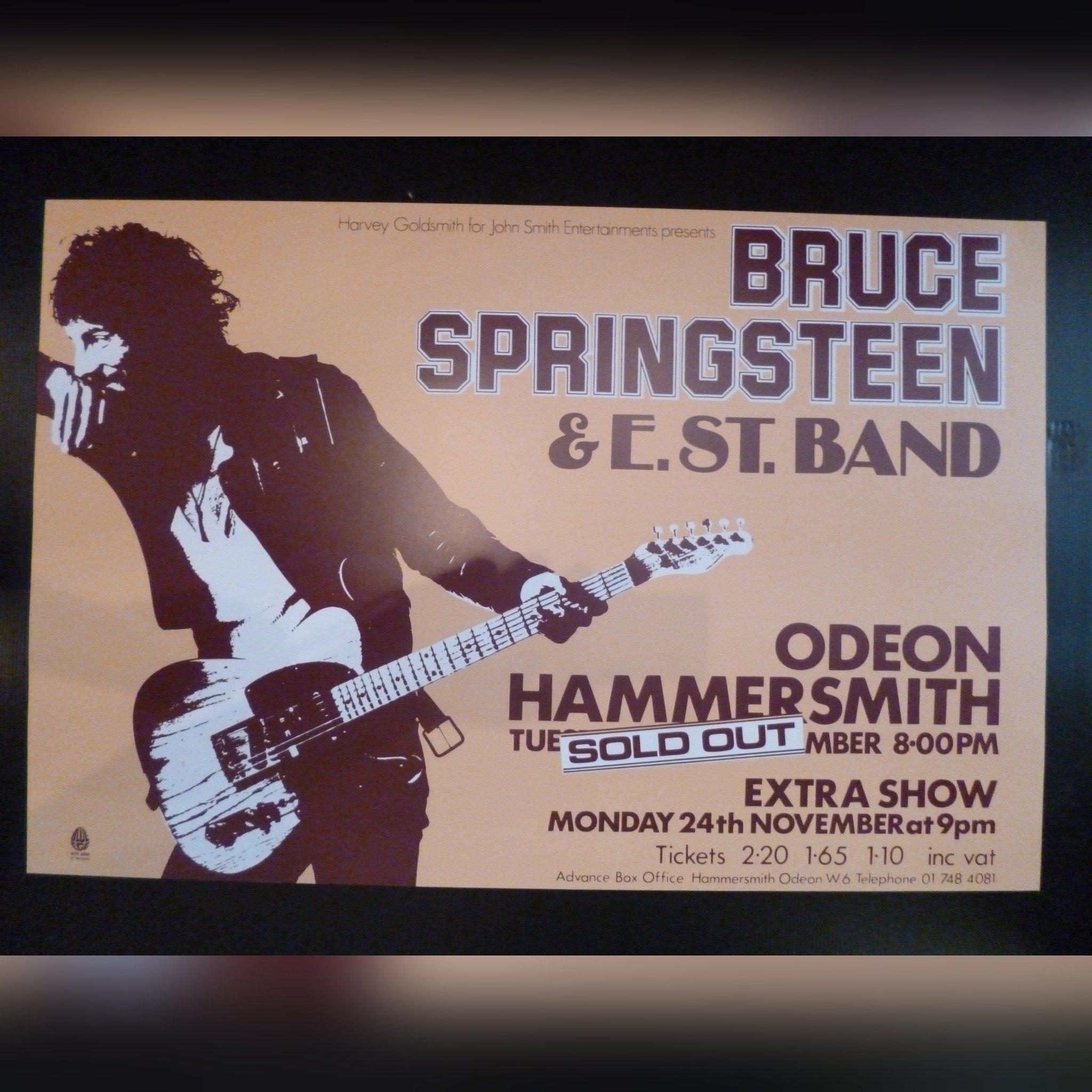 Springsteen Hammersmith Bruce Springsteen poster - 1st UK concert appearance Hammersmith Odeon ...