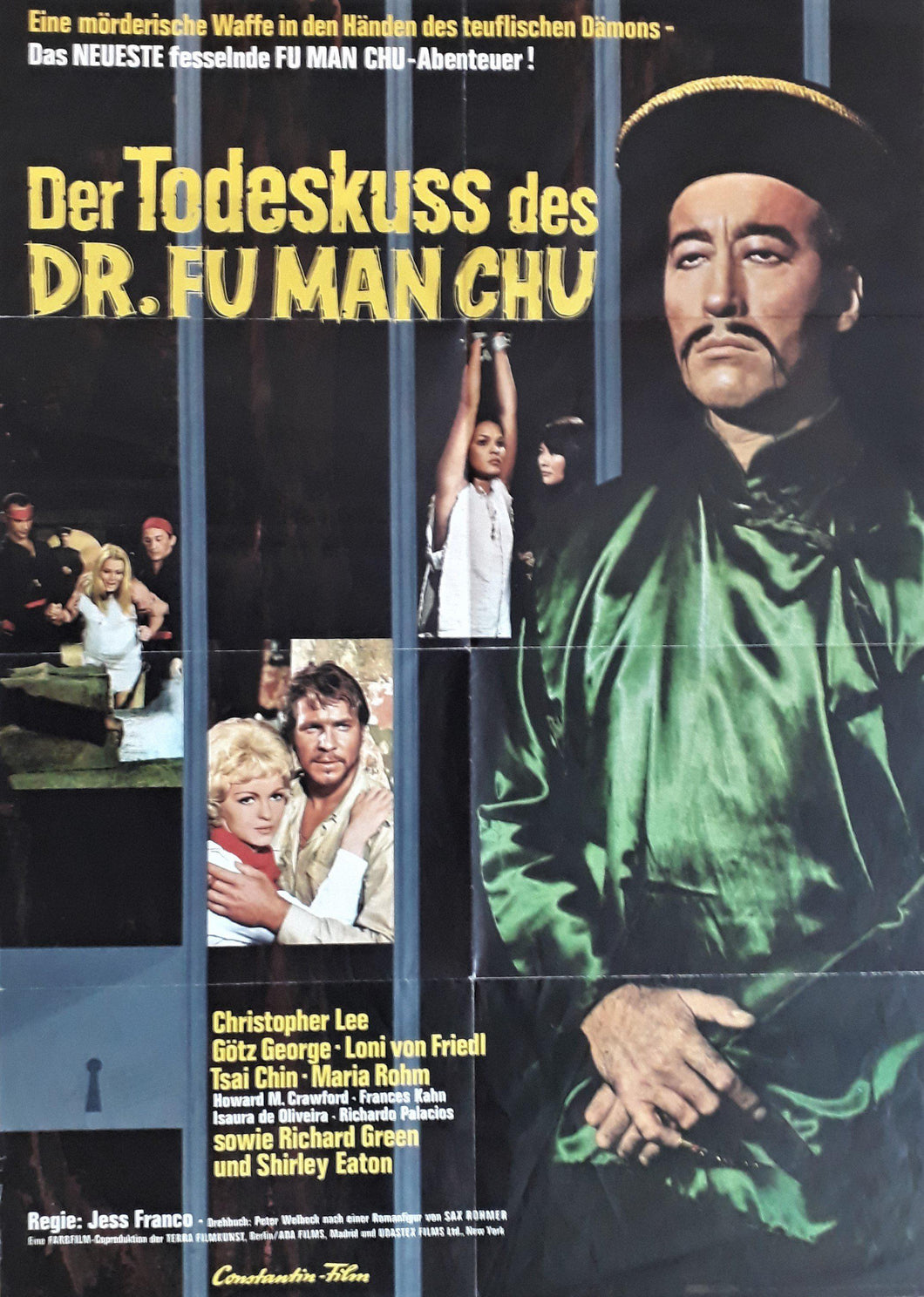 Christopher Lee original movie film poster The Blood of Fu Manchu 1968 German - Original Music and Movie Posters for sale from Bamalama - Online Poster Store UK London