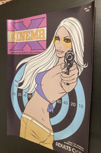 Load image into Gallery viewer, Cinema X original poster Limited edition chrome mirror effect - A2 Print design by Dan Reaney - Original Music and Movie Posters for sale from Bamalama - Online Poster Store UK London
