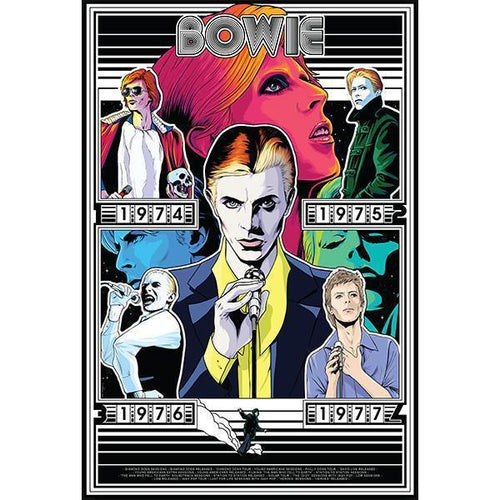 David Bowie original poster print - Pinball chrome mirror effect by Dan Reaney - Original Music and Movie Posters for sale from Bamalama - Online Poster Store UK London