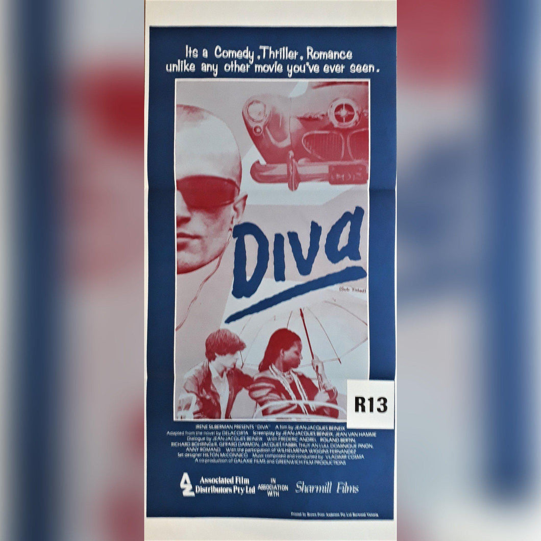 Diva original movie film poster - Australian daybill insert French movie 1981 - Original Music and Movie Posters for sale from Bamalama - Online Poster Store UK London