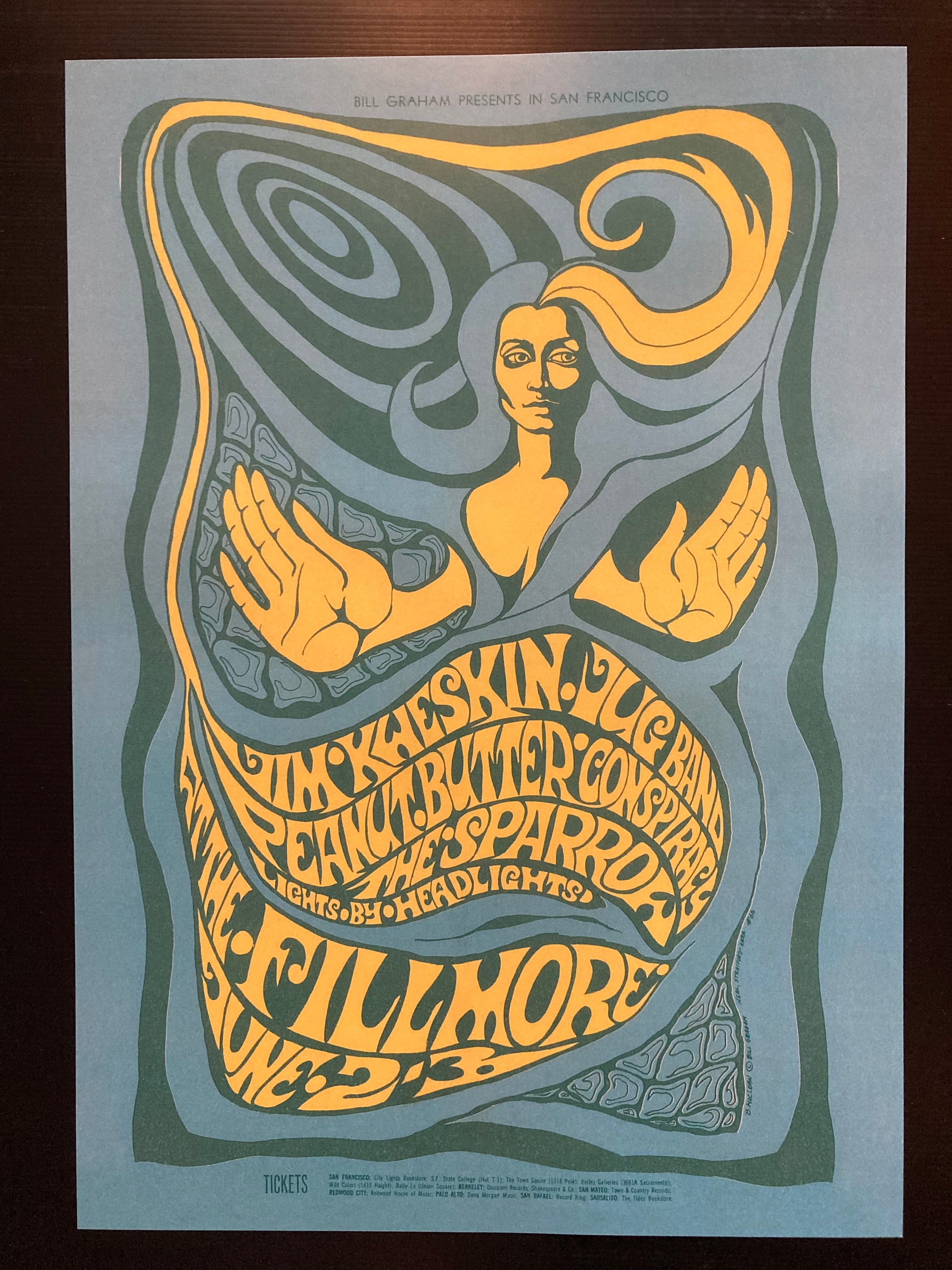 Fillmore poster with Jim Kweskin - Psychedelic image 1967 Bonnie