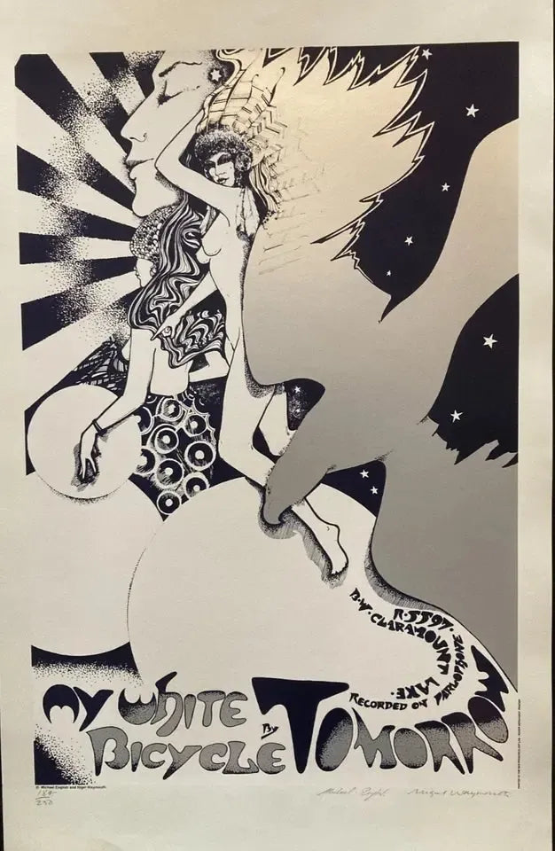 Hapshash screen print poster - Tomorrow My White Bicycle 1967 signed/numbered by Nigel Waymouth & Michael English - Original Music and Movie Posters for sale from Bamalama - Online Poster Store UK London