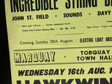 Load image into Gallery viewer, Hawkwind original concert poster - Live with Incredible String Band Torquay 1972 - Original Music and Movie Posters for sale from Bamalama - Online Poster Store UK London

