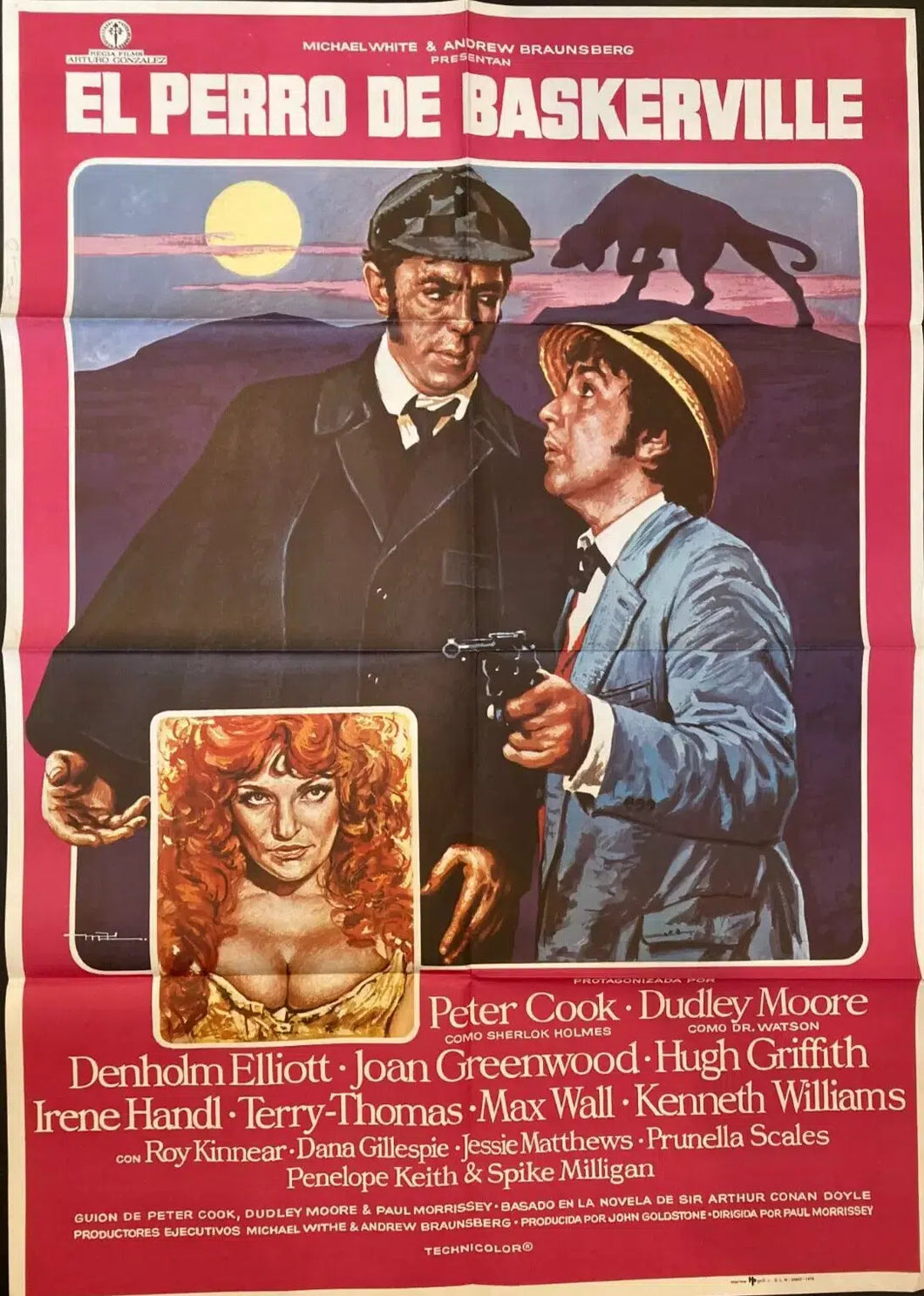 Hound of the Baskervilles vintage original Horror Movie Film Poster - Peter Cook & Dudley Moore Spain 1978 - Original Music and Movie Posters for sale from Bamalama - Online Poster Store UK London