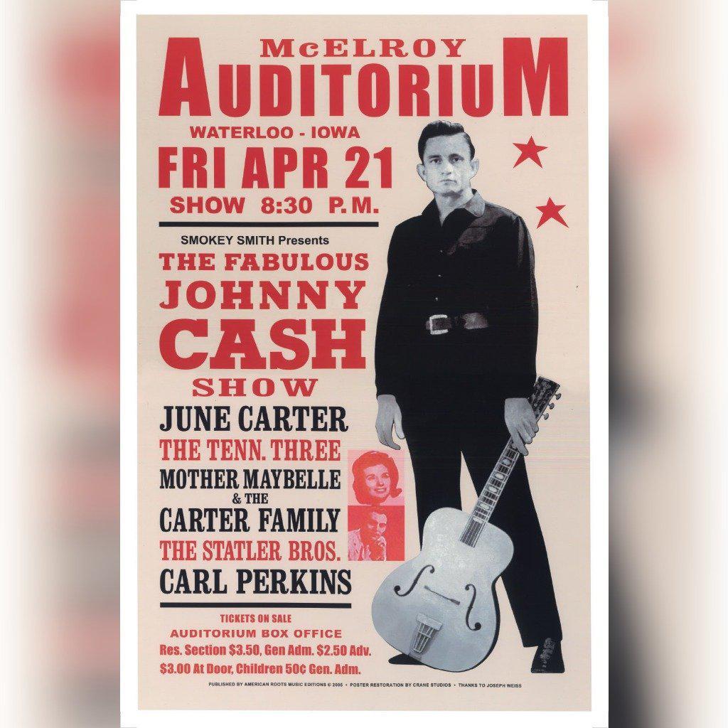 Johnny Cash poster concert promo live in Iowa USA 1967 - Reprint - Original Music and Movie Posters for sale from Bamalama - Online Poster Store UK London