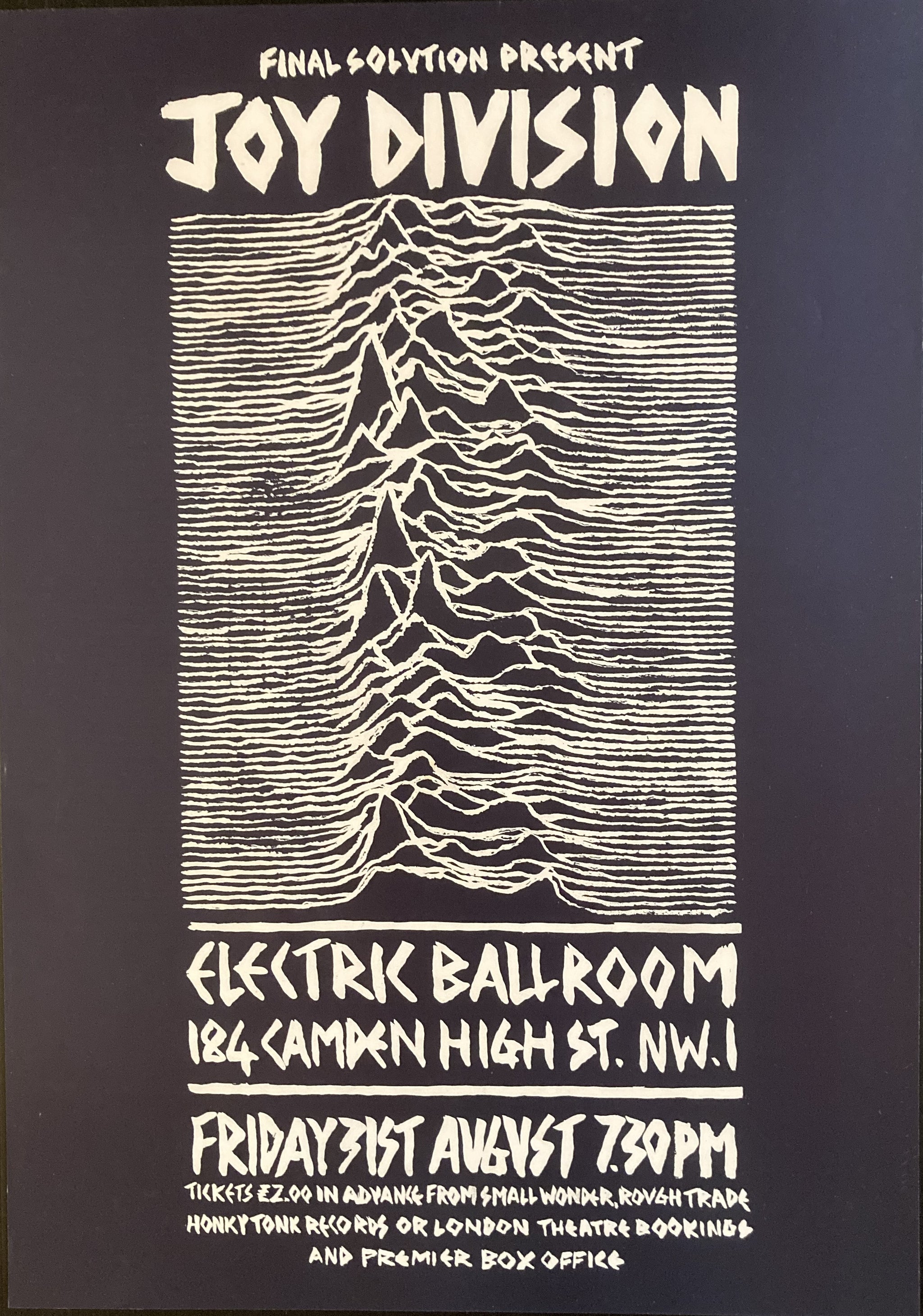 Joy Division concert promo poster - Live at the Electric Ballroom Joy Division concert promo poster - Live at the Electric Ballroom