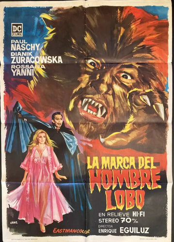 Mark of the Wolfman Original Horror Movie Film Poster - Paul Naschy Spain 1968 - Original Music and Movie Posters for sale from Bamalama - Online Poster Store UK London