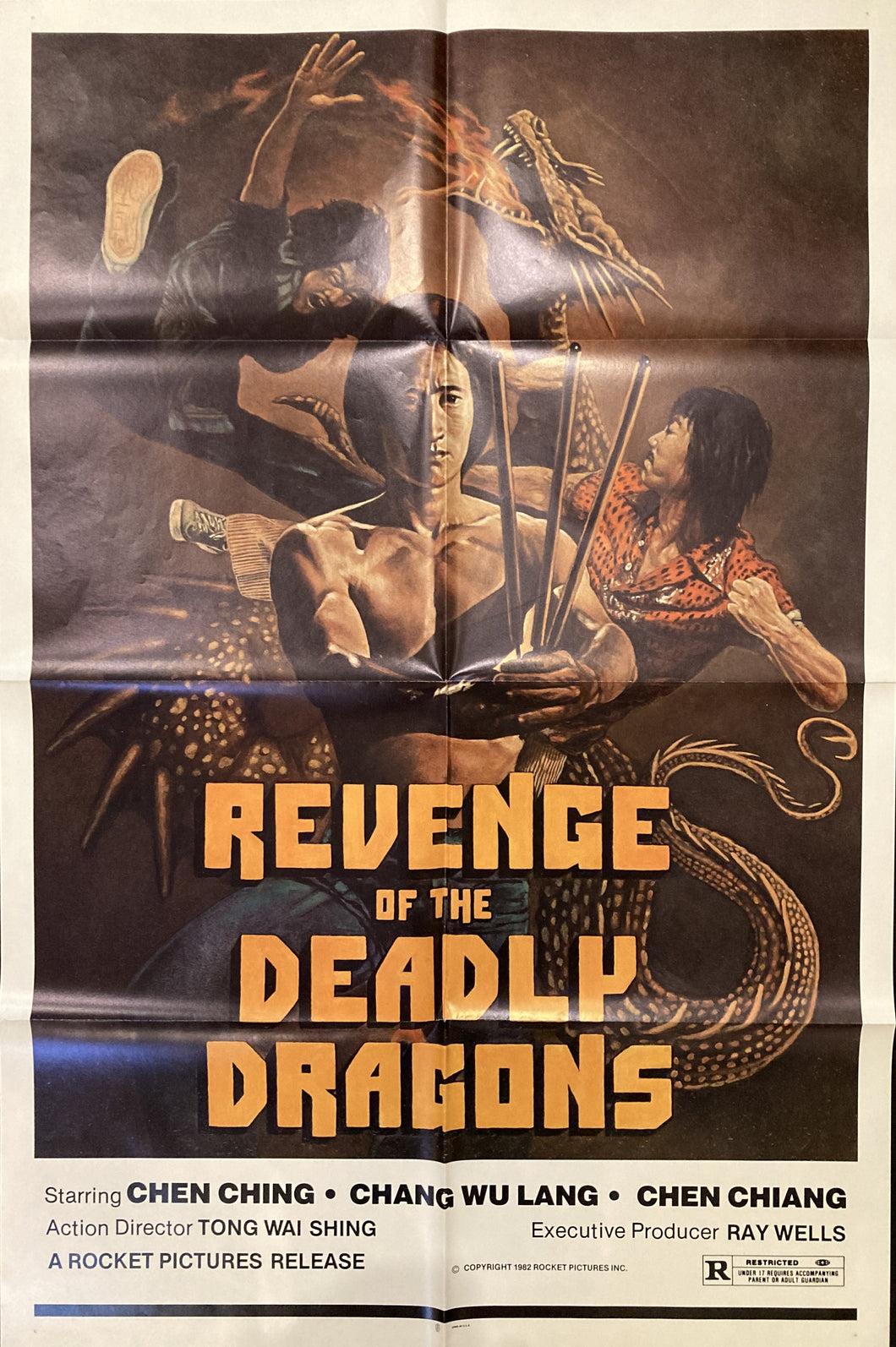 Original vintage martial arts movie film poster - Revenge of the Deadly Dragons USA 1 sheet 1982 - Original Music and Movie Posters for sale from Bamalama - Online Poster Store UK London