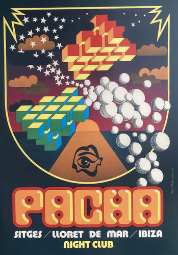 Pacha nightclub Ibiza promo poster - Fantastic design reprinted from original artwork - Original Music and Movie Posters for sale from Bamalama - Online Poster Store UK London