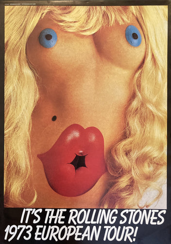 Rolling Stones vintage original concert poster - Very rare European tour 1973 promotional large A1 size designed by John Pasche - Original Music and Movie Posters for sale from Bamalama - Online Poster Store UK London