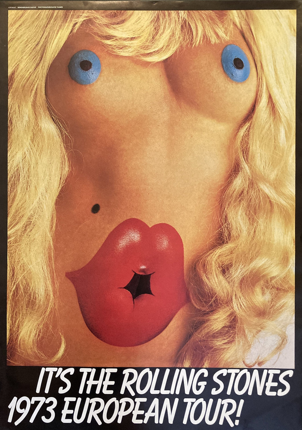 Rolling Stones vintage original concert poster - Very rare European tour 1973 promotional large A1 size designed by John Pasche - Original Music and Movie Posters for sale from Bamalama - Online Poster Store UK London