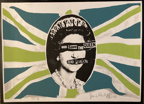 Sex Pistols original poster - Jamie Reid Screen Print God Save The Queen limited edition signed & numbered 97 - Original Music and Movie Posters for sale from Bamalama - Online Poster Store UK London