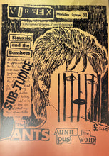 Load image into Gallery viewer, Siouxsie &amp; the Banshees poster - Adam &amp; the Ants Vortex 1977 new reprinted edition concert promo - Original Music and Movie Posters for sale from Bamalama - Online Poster Store UK London
