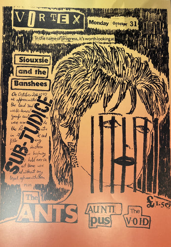 Siouxsie & the Banshees poster - Adam & the Ants Vortex 1977 new reprinted edition concert promo - Original Music and Movie Posters for sale from Bamalama - Online Poster Store UK London