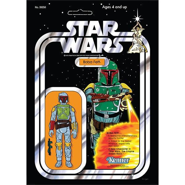 Star Wars original poster print - Figure Cards 1978 Boba Fett chrome effect by Dan Reaney - Original Music and Movie Posters for sale from Bamalama - Online Poster Store UK London