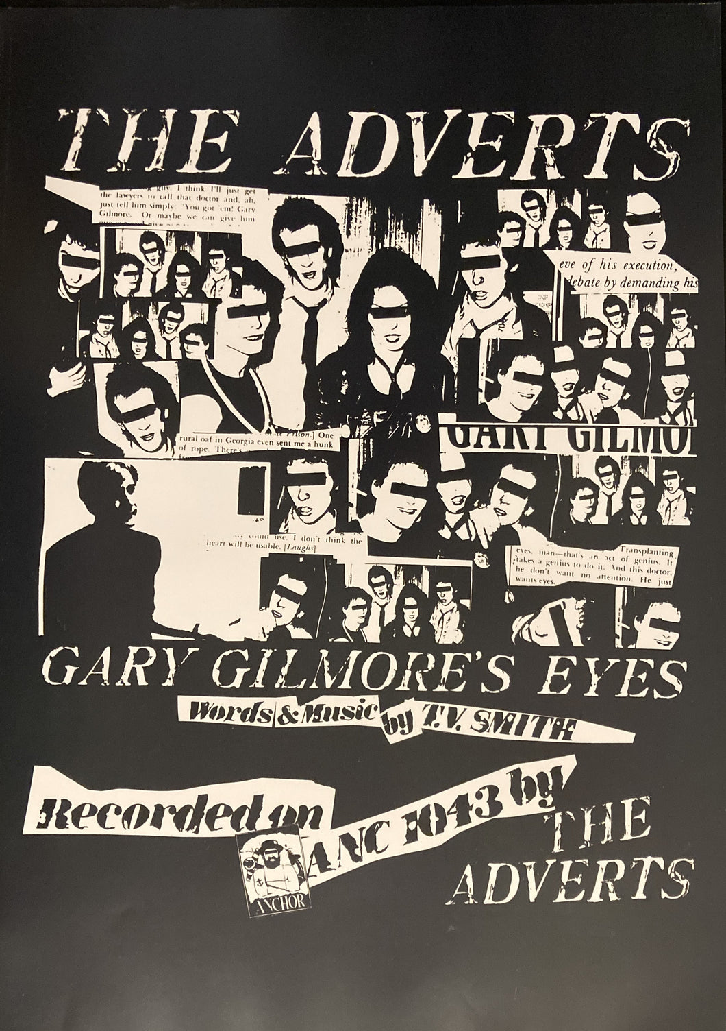 The Adverts rare promotional poster - Gary Gilmore`s Eyes 1977 A2 reprint - Original Music and Movie Posters for sale from Bamalama - Online Poster Store UK London