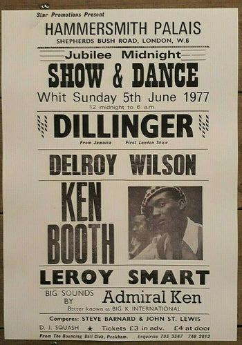 The Clash poster Reggae concert with Dillinger Hammersmith Palais 1977 A3 reprint - Original Music and Movie Posters for sale from Bamalama - Online Poster Store UK London