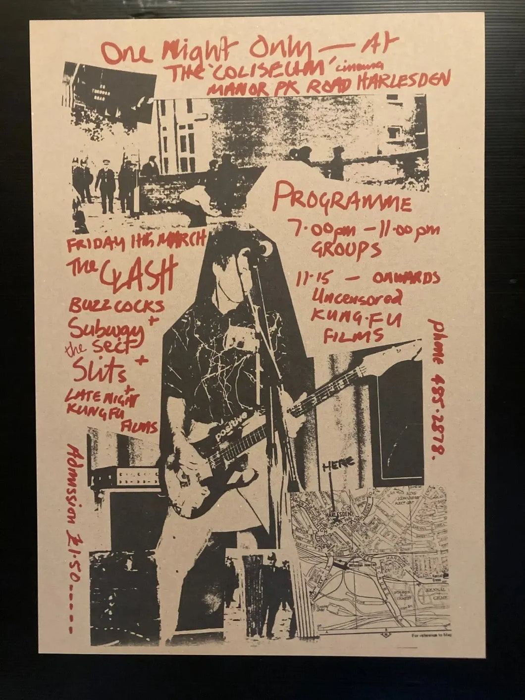 The Clash vintage style concert poster - Buzzcocks Slits Live Harlesden 1977 new reprint - Original Music and Movie Posters for sale from Bamalama - Online Poster Store UK London