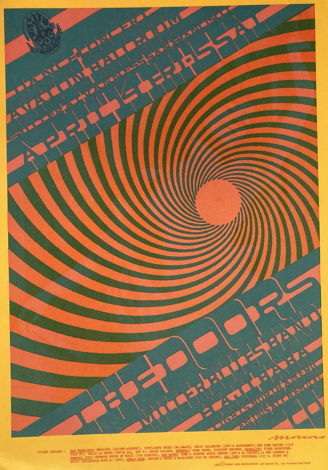 The Doors poster - Live at the Avalon Ballroom USA with Steve Miller 1967 reprinted edition - Original Music and Movie Posters for sale from Bamalama - Online Poster Store UK London