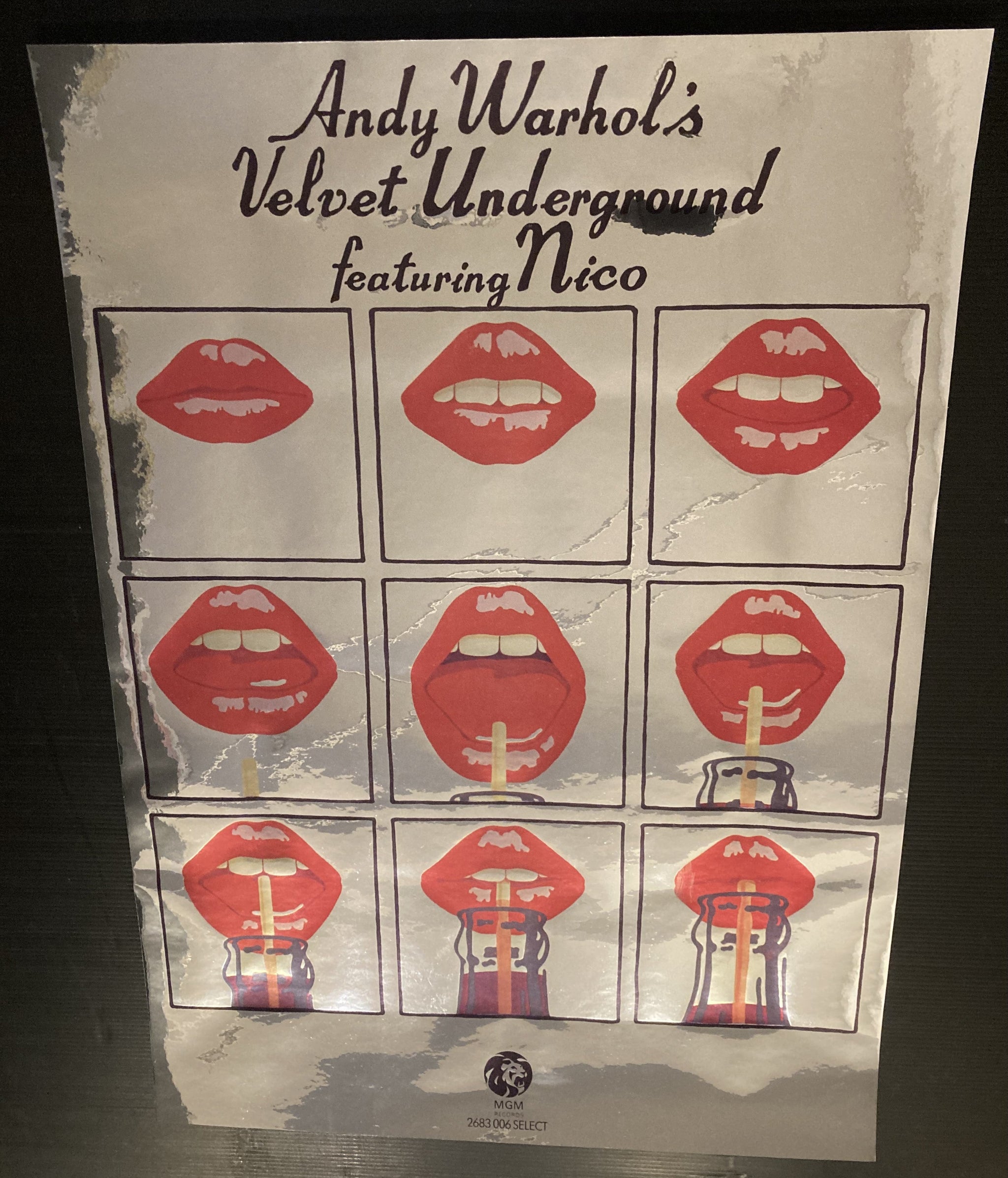 Velvet Underground chrome/mirror effect poster - Andy Warhol lips