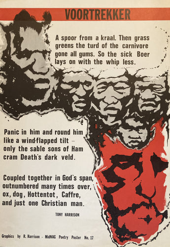 Vintage original Midnag poetry poster No.17 - South African Voortrekker poem by Tony Harrison and graphics by R.Harrison - Original Music and Movie Posters for sale from Bamalama - Online Poster Store UK London