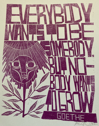 Vintage original poetry poster - Everybody wants to be Somebody by Goethe screen print signed by designer 1982 - Original Music and Movie Posters for sale from Bamalama - Online Poster Store UK London